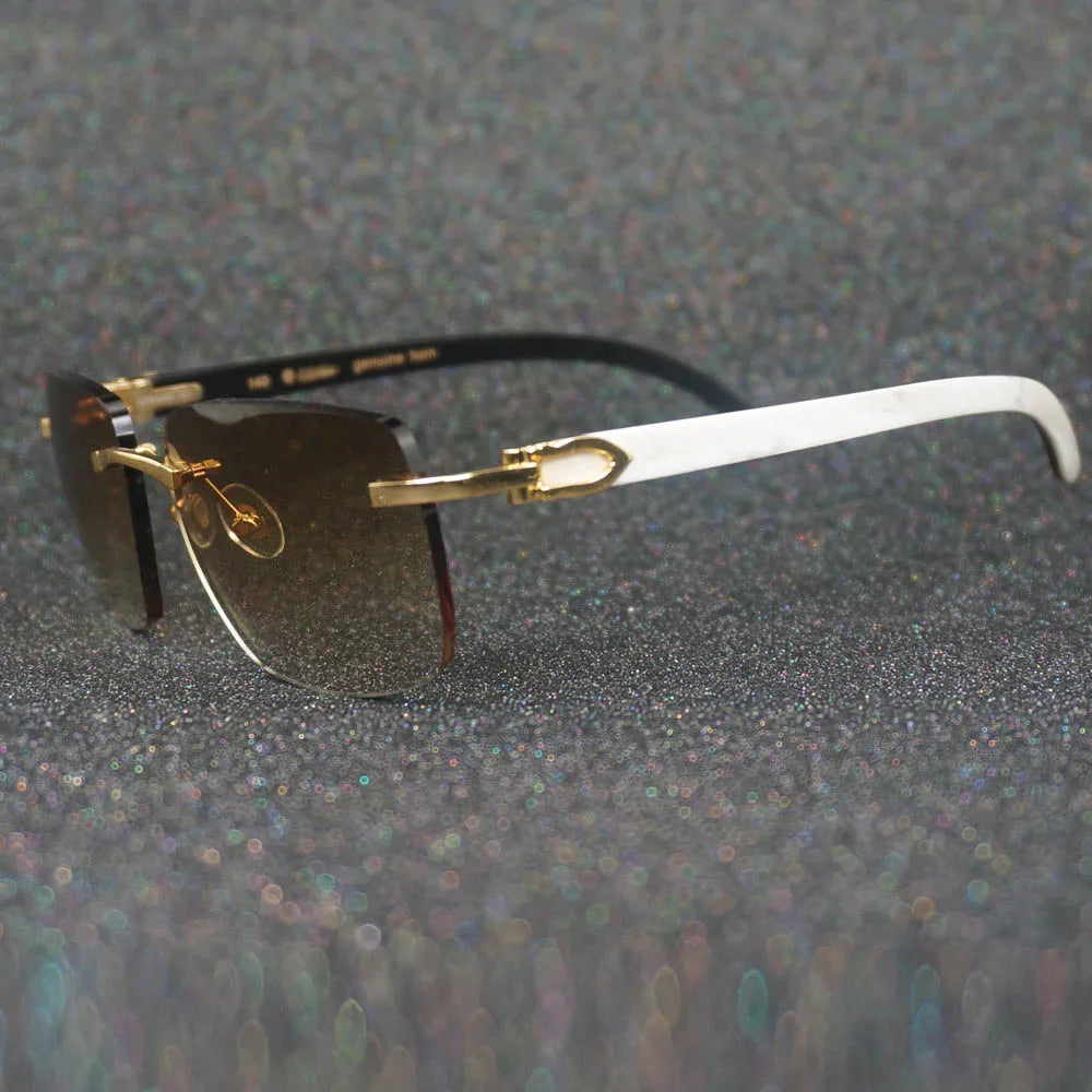 Photochromic Sunglasses White Black Buffalo Horn