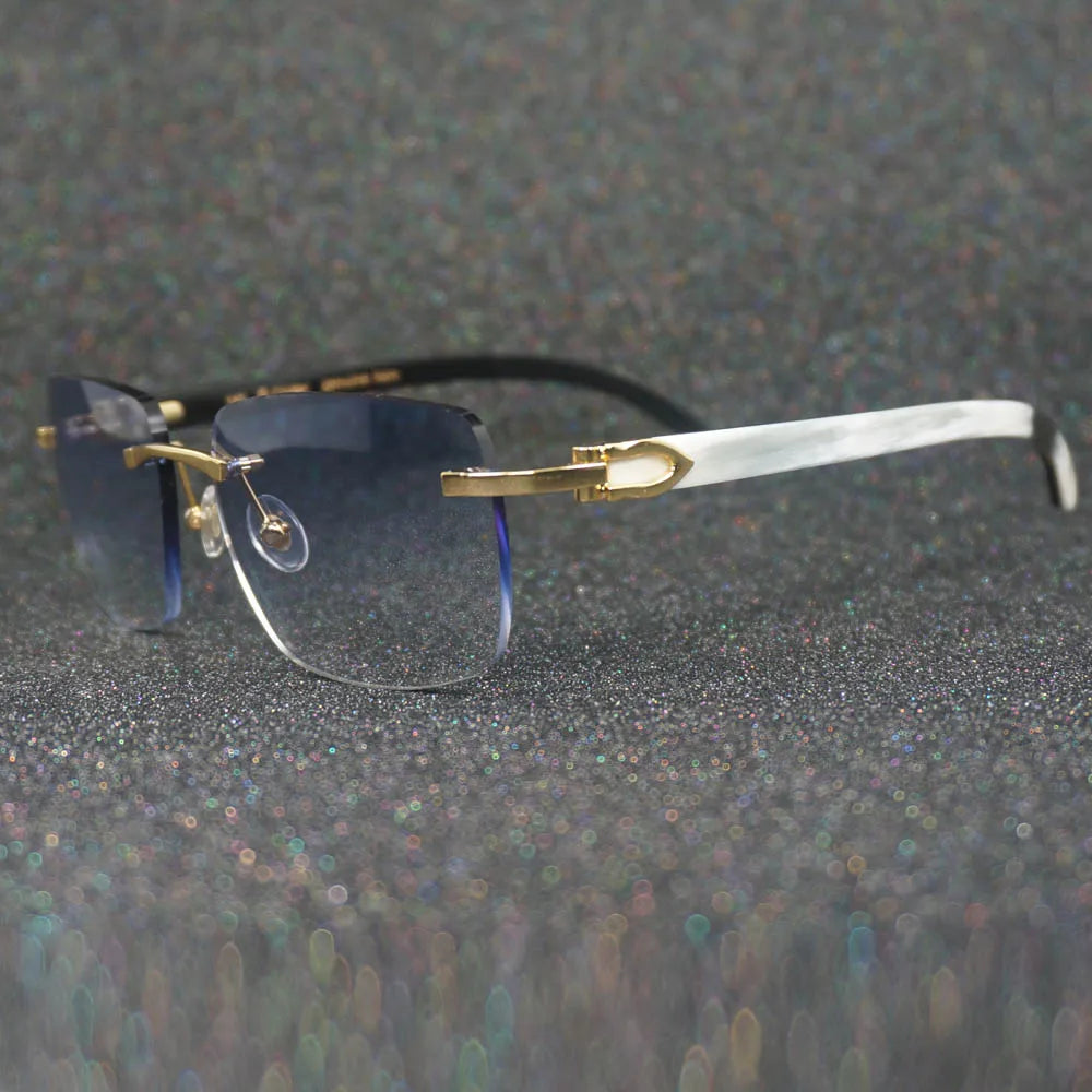 Photochromic Sunglasses White Black Buffalo Horn