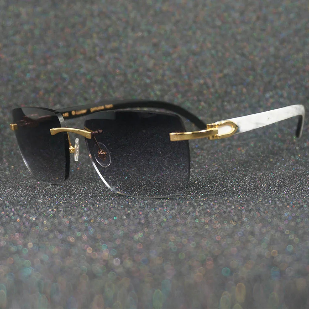 Photochromic Sunglasses White Black Buffalo Horn