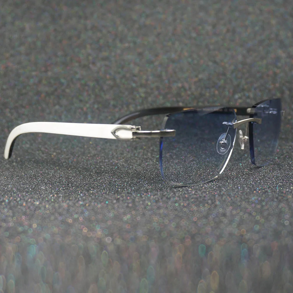 Photochromic Sunglasses White Black Buffalo Horn