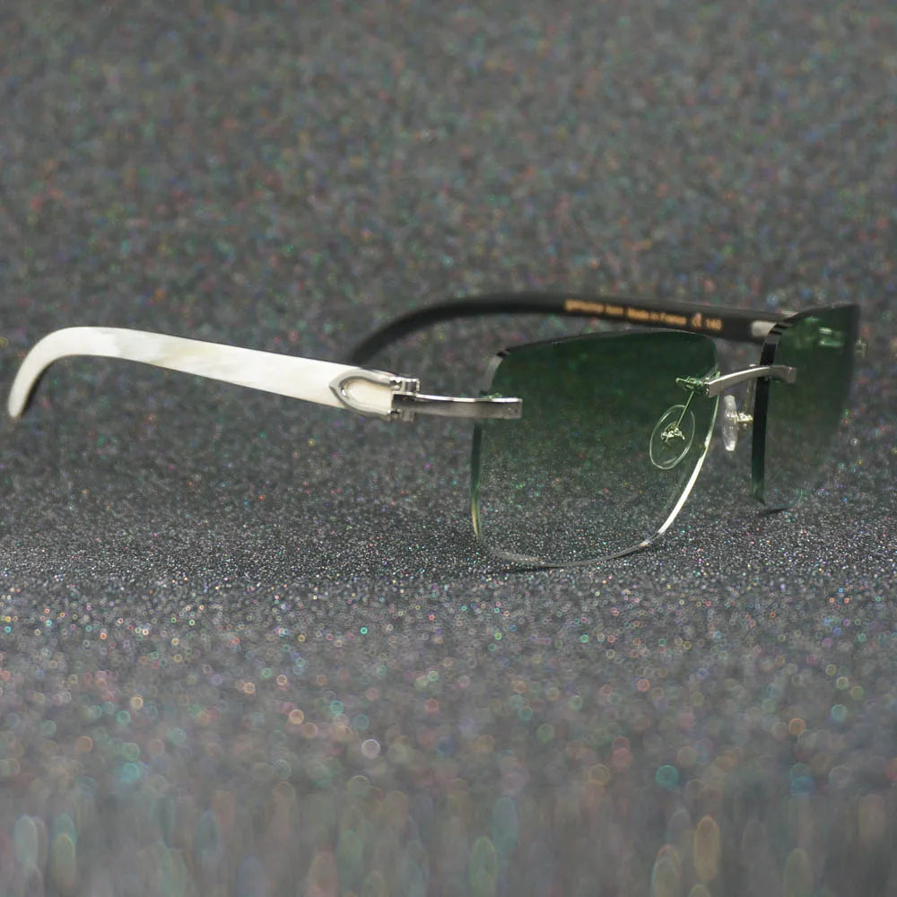 Photochromic Sunglasses White Black Buffalo Horn