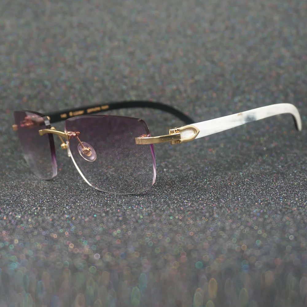 Photochromic Sunglasses White Black Buffalo Horn