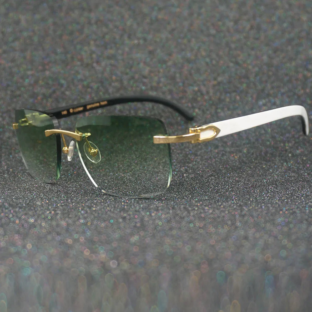 Photochromic Sunglasses White Black Buffalo Horn