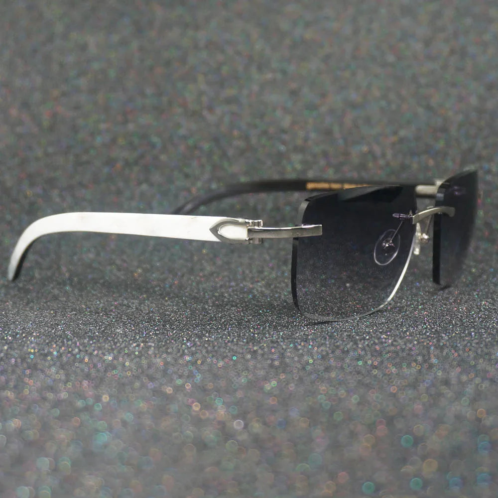Photochromic Sunglasses White Black Buffalo Horn
