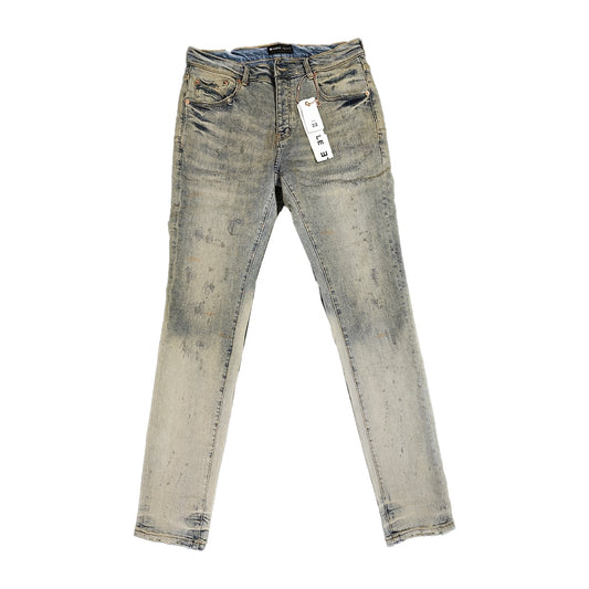 Purple Brand Low Rise Skinny Men Jean Indigo Repair Bleach Gradient Purple Jeans